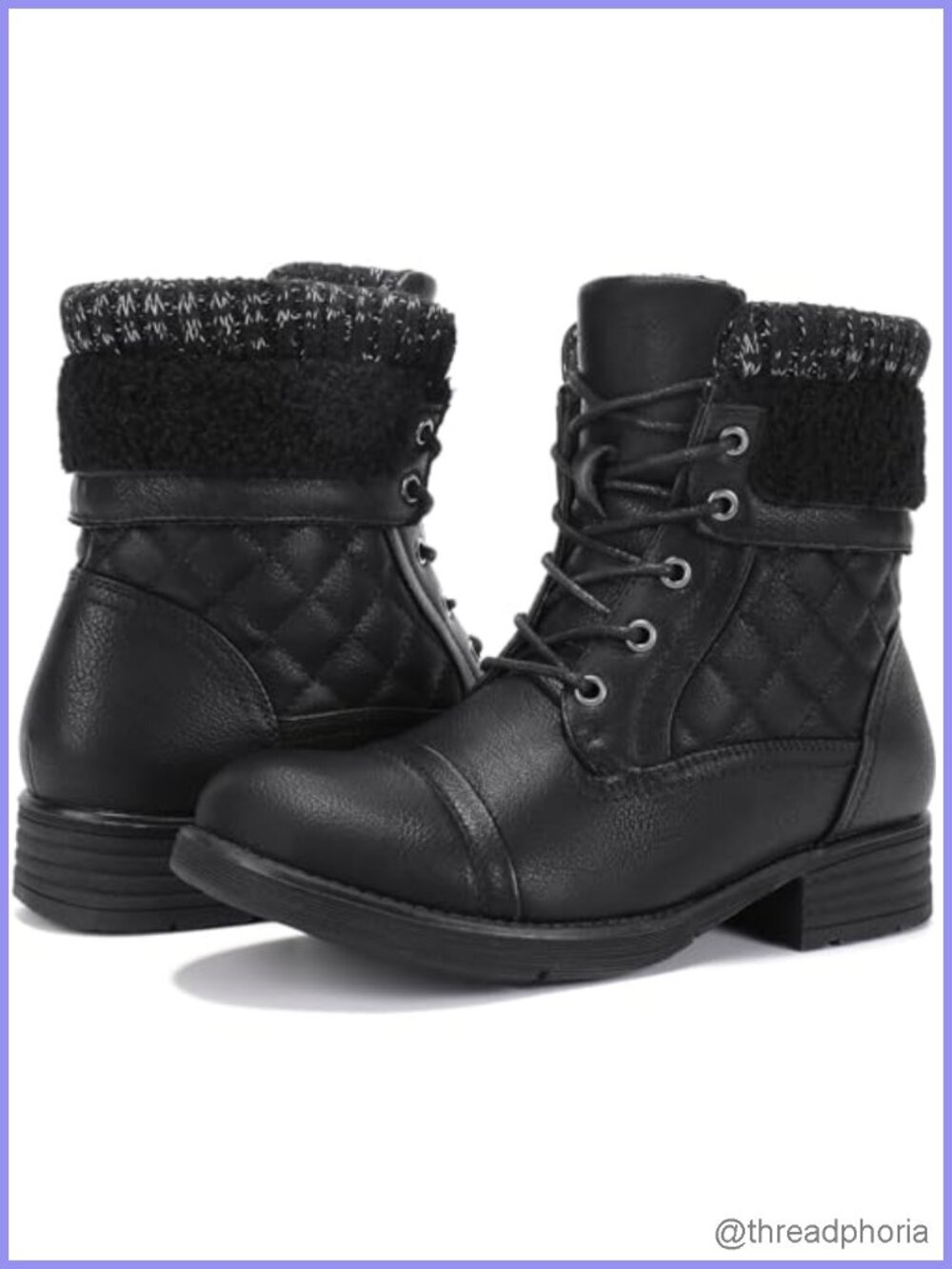 Womens Combat Boots Lace Up Ankle Booties Vegan PU Side Zipper